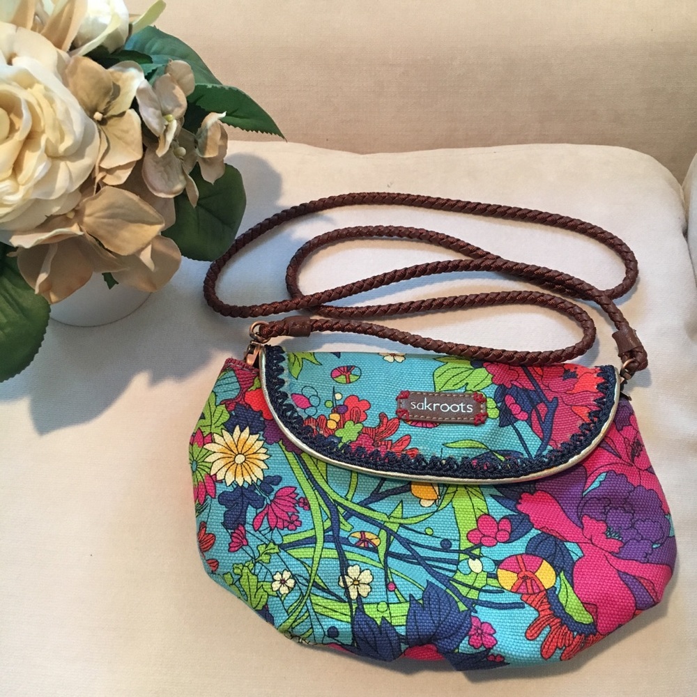 Sakroots crossbody purse aqua flower power